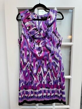 Vintage SL Fashions Y2K Purple Pink Chic Sleeveless Party Cocktail Dress Size 16
